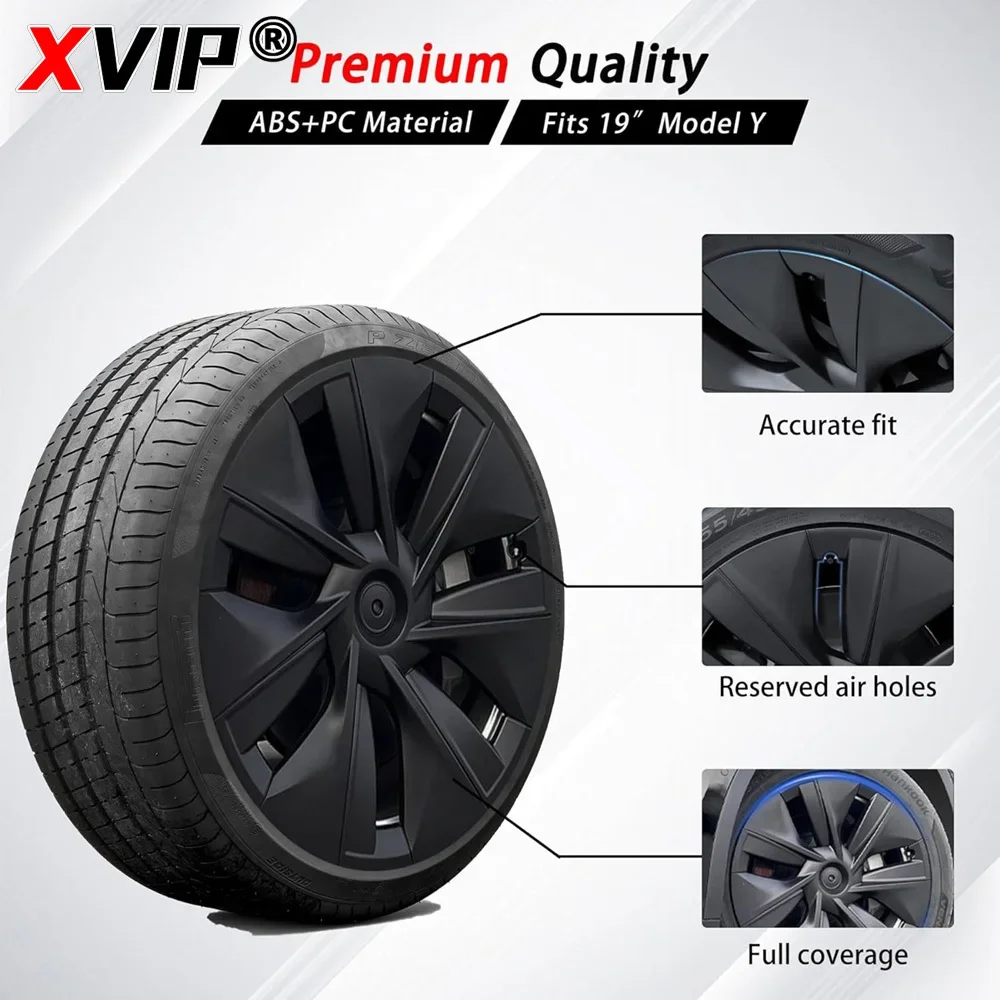 XVIP 19 pollici Gemini OEM Style HubCaps nero opaco protezione della copertura della ruota di ricambio per prestazioni originali per Tesla Model Y