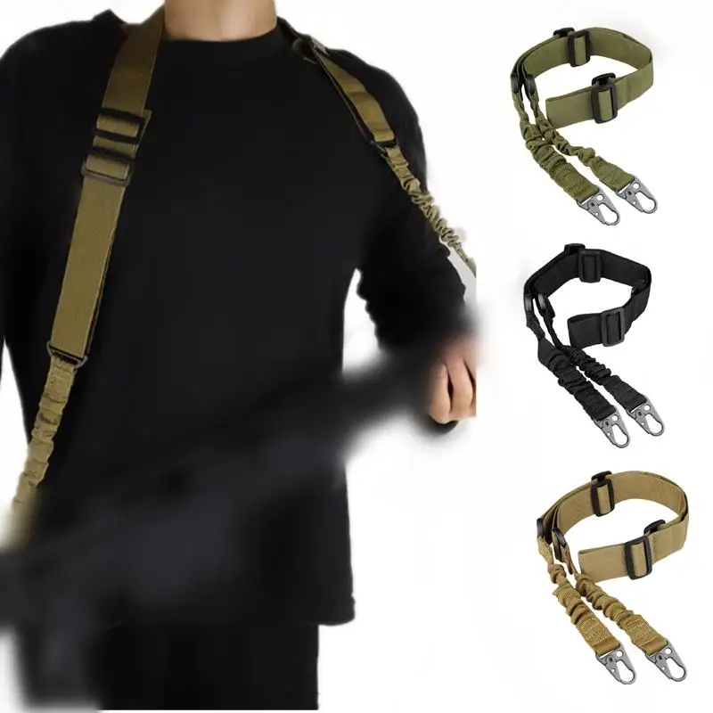 Two Points Rifle Sling with Length Adjuster Traditional Sling with QD Metal Hook for Outdoor AR AK Gun Sling Shoulder Straps