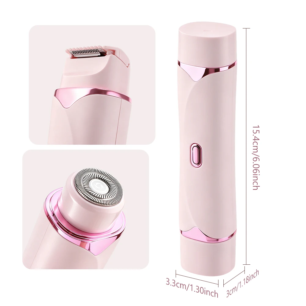 

2 In 1 Electric Shaver For Women Dual Head Cordless Female Razor Body Epilator Leg Underarm Bikini Hair Remover Wet Dry Trimmer