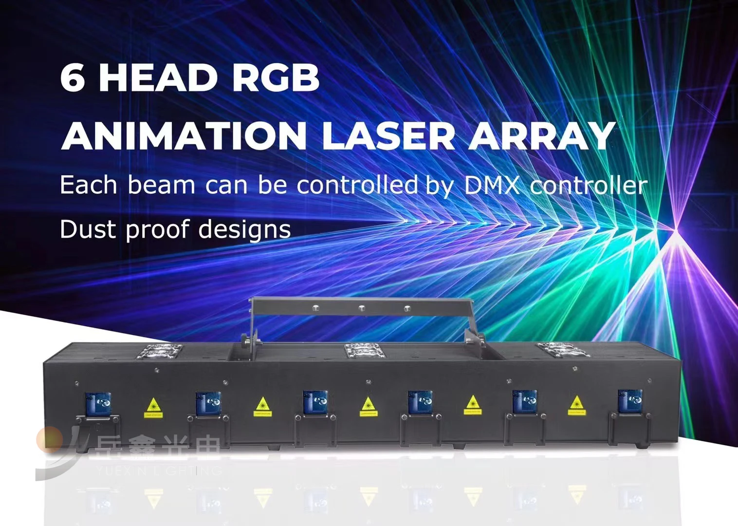 

Yuexin 2 Вт/3 Вт 6 головок RGB анимационный лазерный массив светильник Лазерная панель Освещение для дискотеки