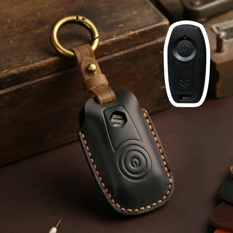 for Suzuki Super Vitara Starter Key Cover Genuine Leather Remote Control Bag Buckle Shell High End Car Key Case for Men Women view 5