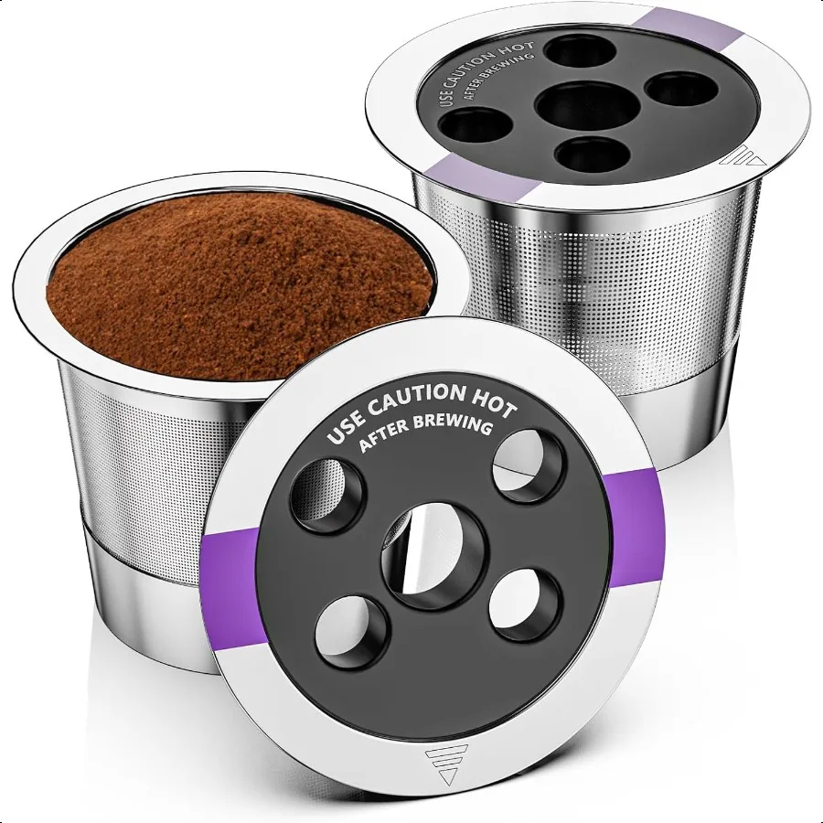 

Universal Refillable Coffee Pods with 5 Holes Suitable for k cups Stainl steel reusable compatible with keurig 1.0 2.0 coffee h