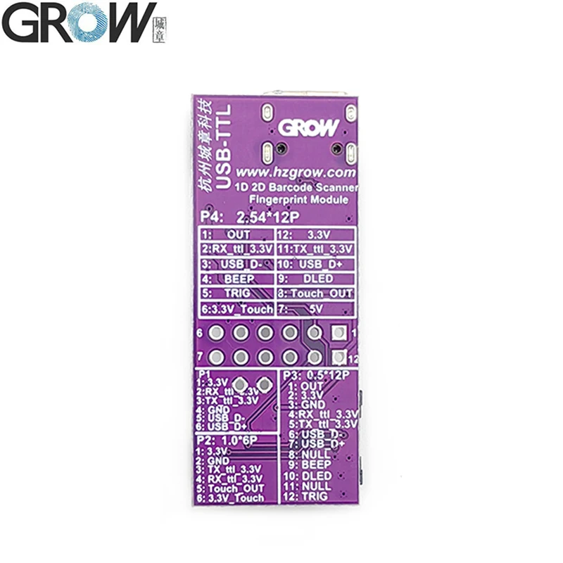 GROW USB-TTL Converter Board For Fingerprint Module/Barcode Scanner Easy Testing Adopts CH340N Chip Type C Interface