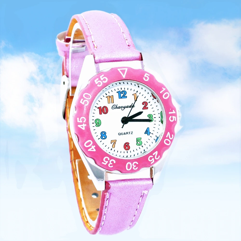 Kids' Fashion Wristwatch - Faux Leather Strap Educational Time-Telling Watch for Boys And Girls Student Gift for Children