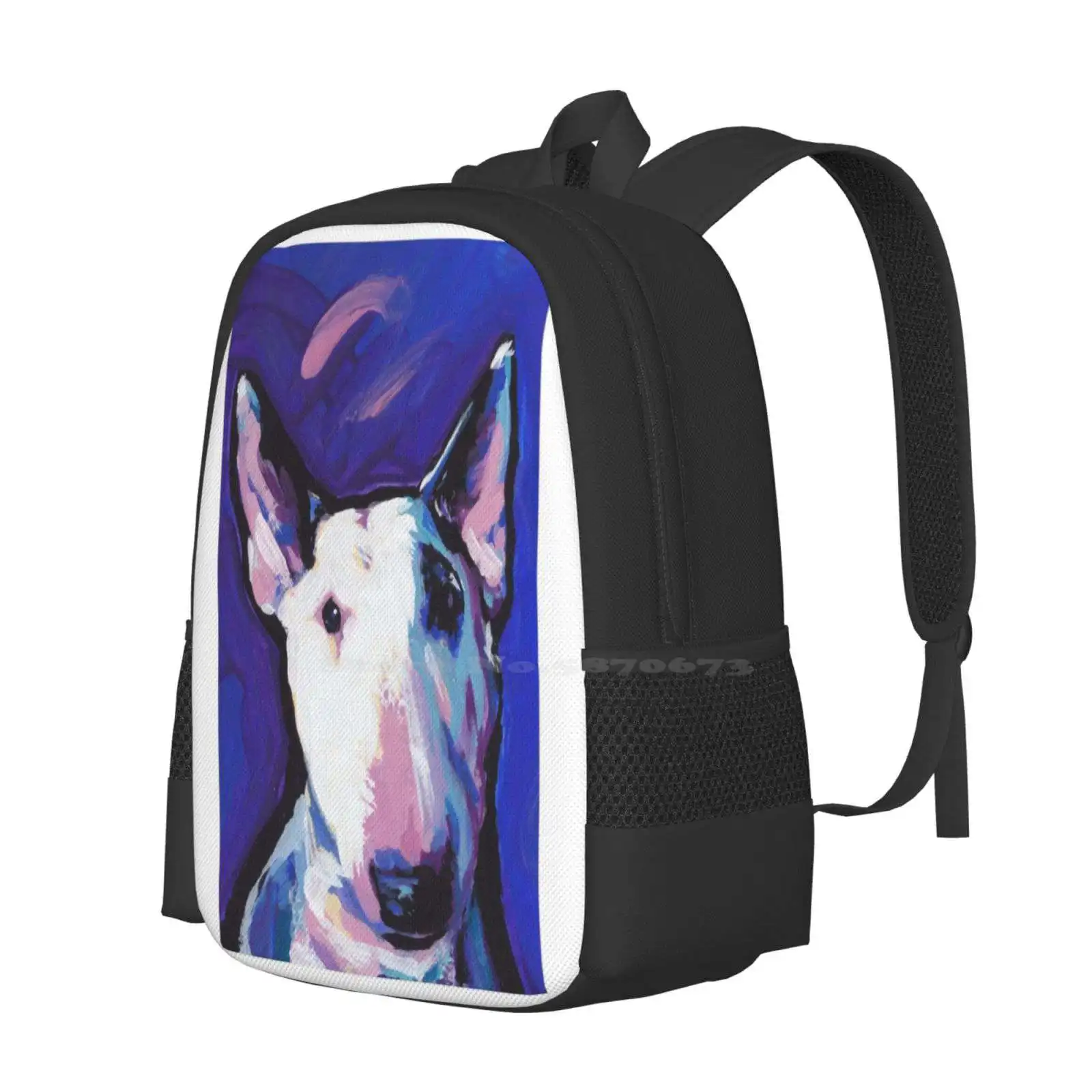 Bull Terrier Dog Bright Colorful Pop Dog Art Pattern Design Laptop Travel School Bags Bull Terrier Colorful Art Fun Dog Art Pop