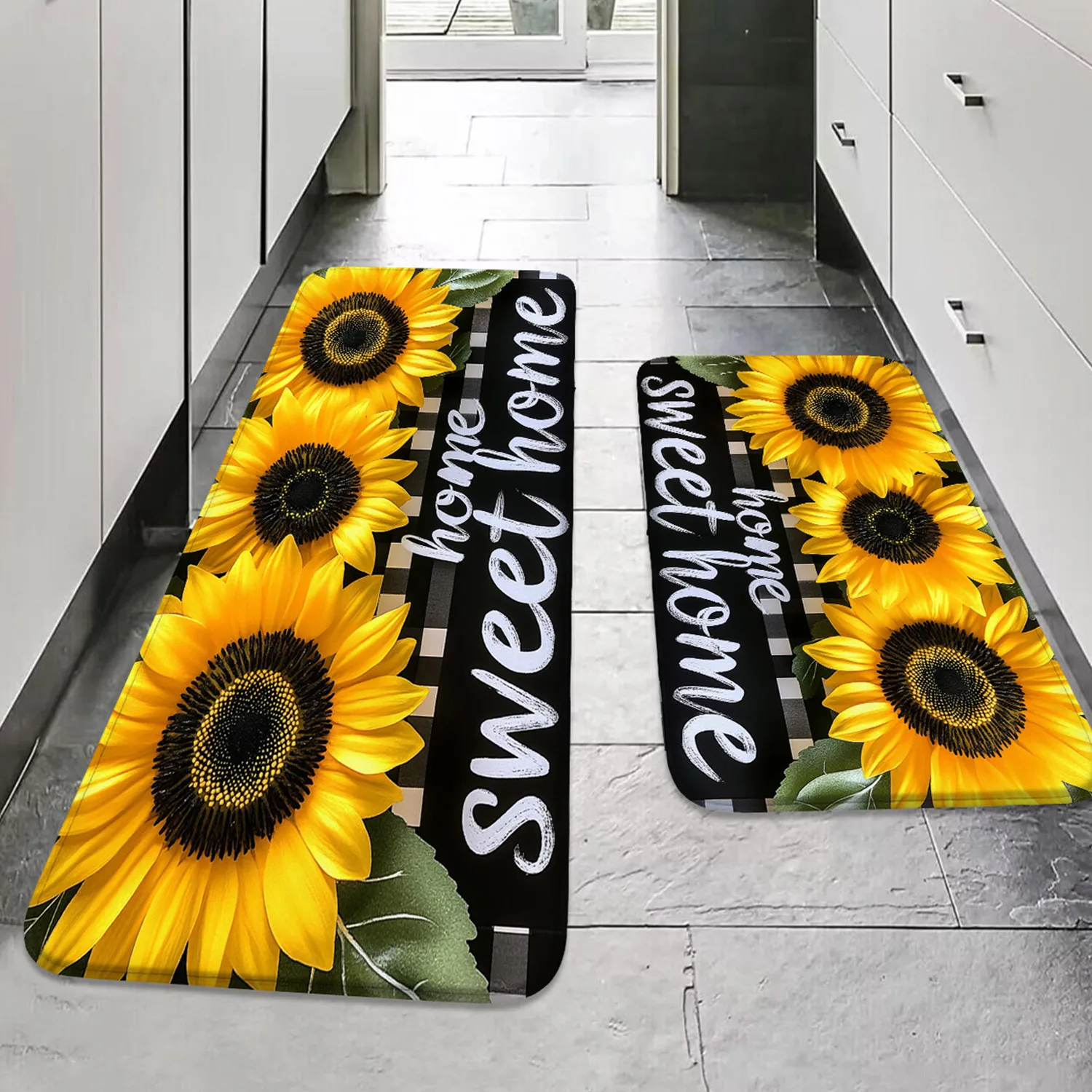 1-teiliges Küchenmatten-Set – Frühlings-Sonnenblumen-Oster-Teppich, rutschfeste Matte, Türmatte, Schlafzimmer, Wohnzimmer, Essbereich – leicht zu reinigen