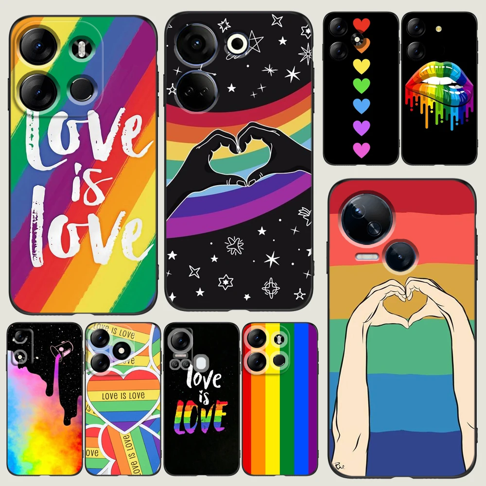 Black tpu Case For itel A60 P40 VISION 5 A18 S18 INFINIX SMART 7 PLUS 7HD HOT 30 30I PLAY NOTE Love Rainbow Heart