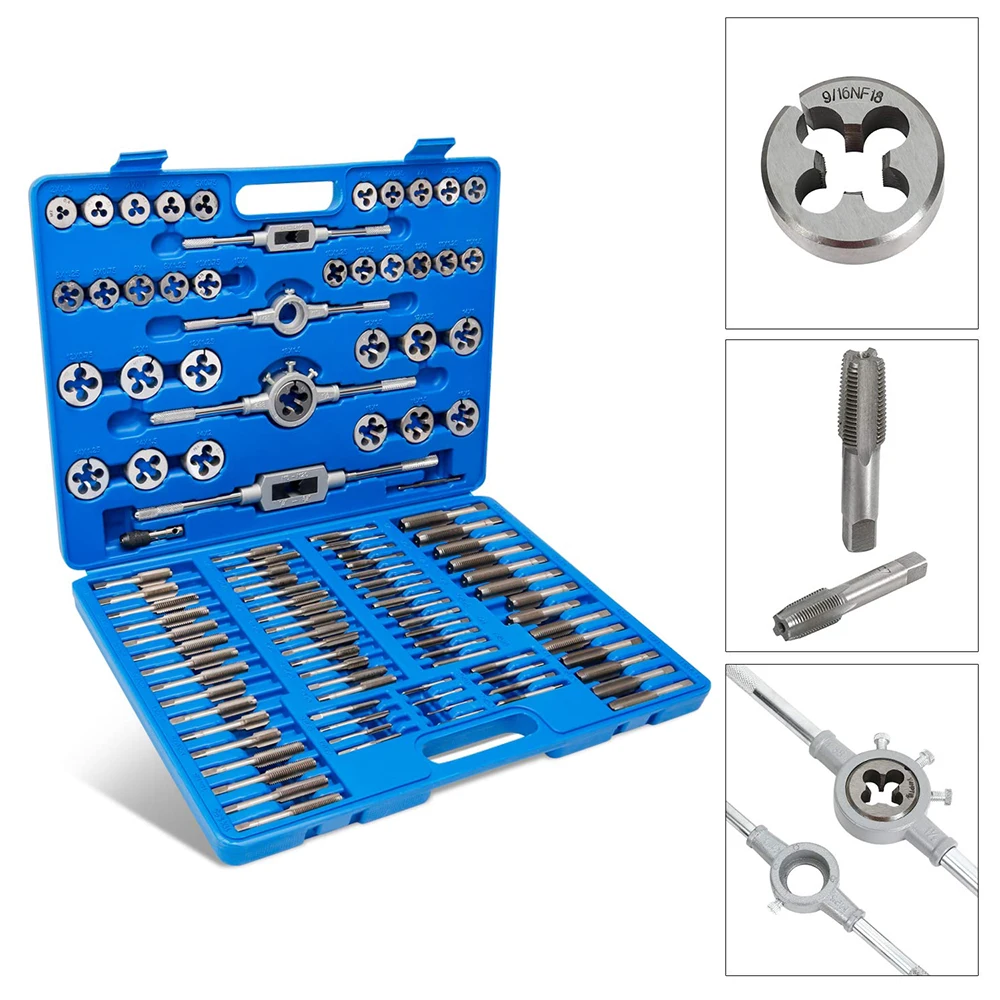 Podofo 110 Piece Metric and Standard Tap and Die Bearing Steel Titanium Tools Set