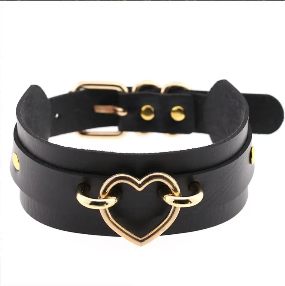 جديد الشرير القوطية بولي Leather الجلود المختنق سلسلة القلب مشبك طوق قلادة النساء الفتيات موضة مجوهرات الحفلات الرقبة اكسسوارات S2989 #5