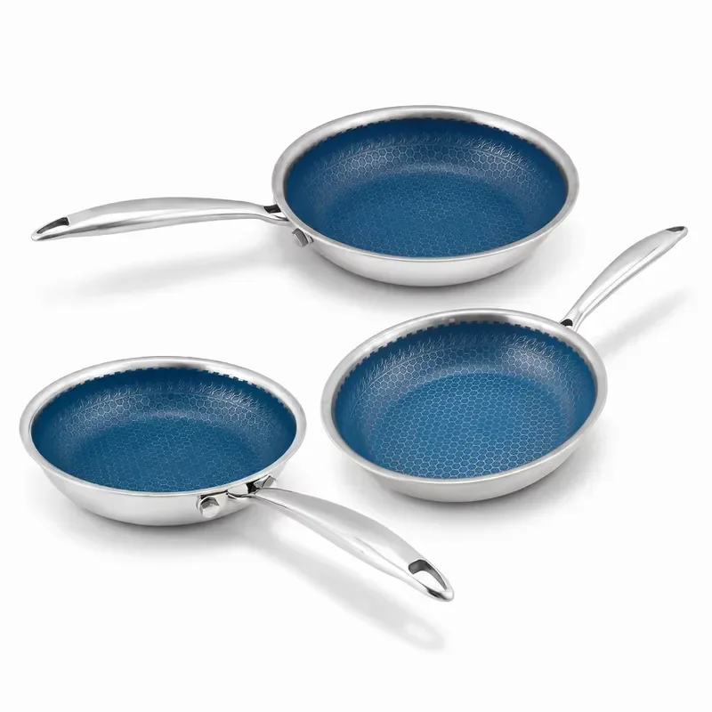 for Sartén Plana 304 Stainless Steel Pan Three Layer Ceramic Coating Non Stick PFAS PTFE PFOA Free for Induction Dishwasher