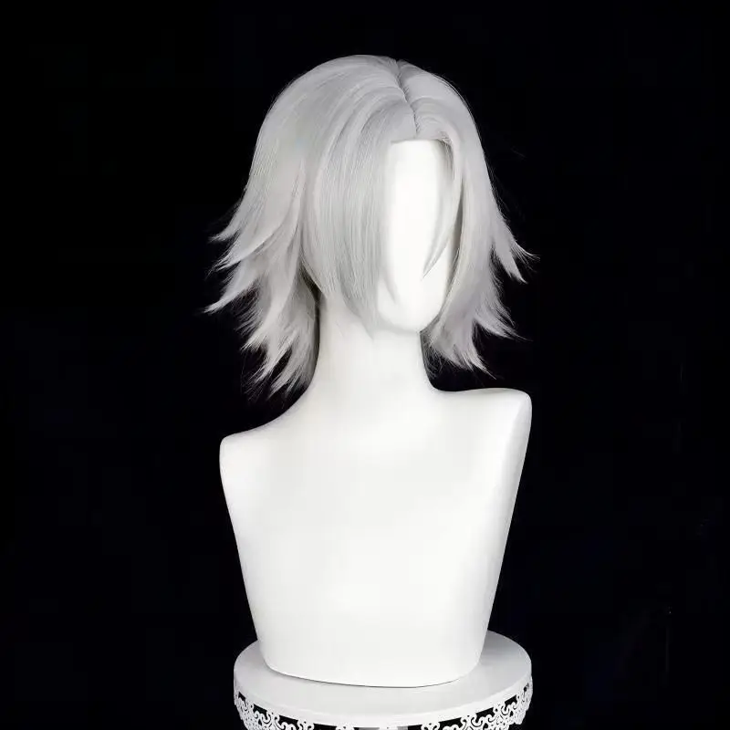 애니메이션 고쿠데라 하야토 코스프레 가발 고품질 합성 짧은 33cm 회색 내열성 헤어 파티 가발 로즈 네트 라이너 포함