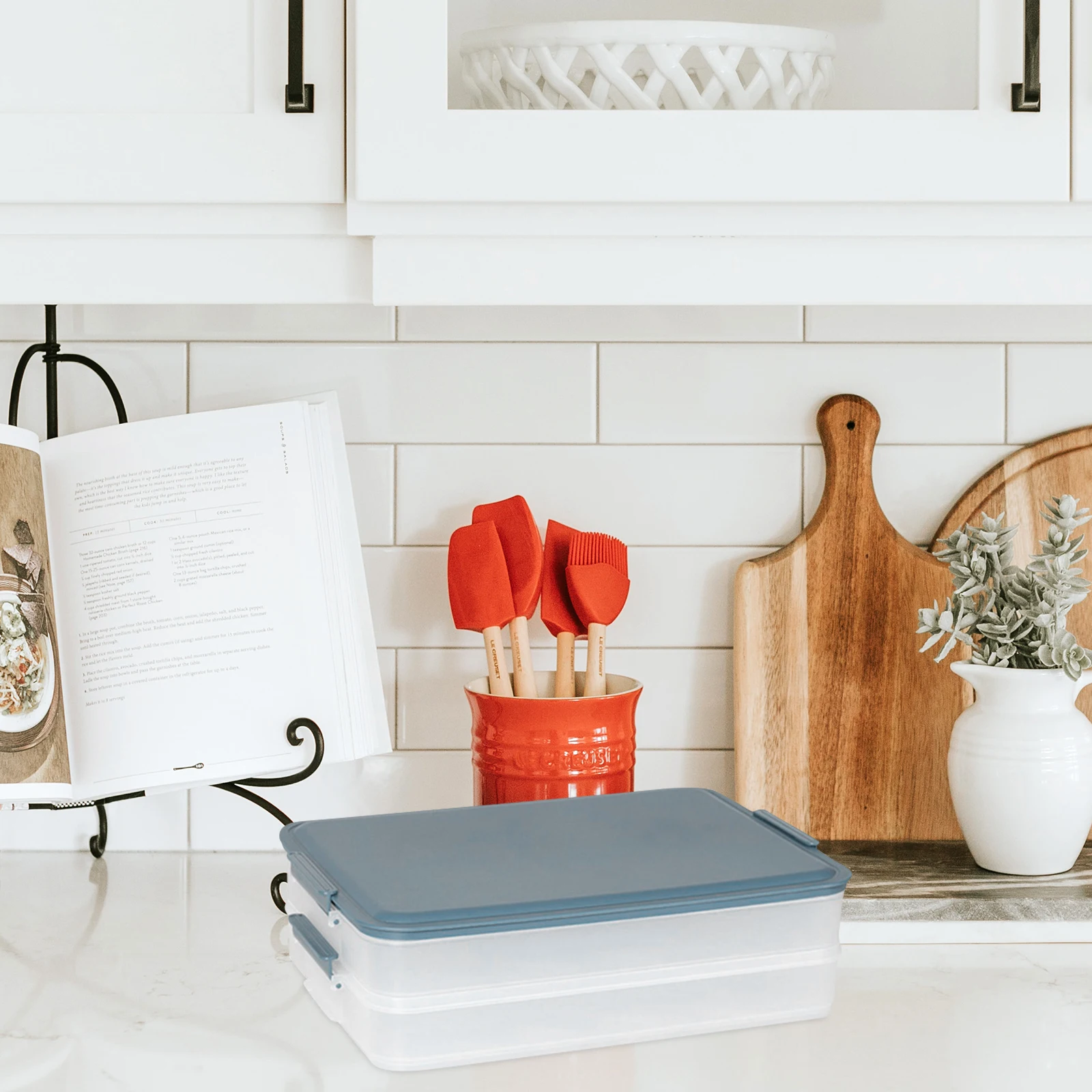 

1Pcs Sealed Dumpling Box Fresh Storage Box Ink Blue Household Versatile Preservation Tray Multi-Layer Stacking Non-Stick Design