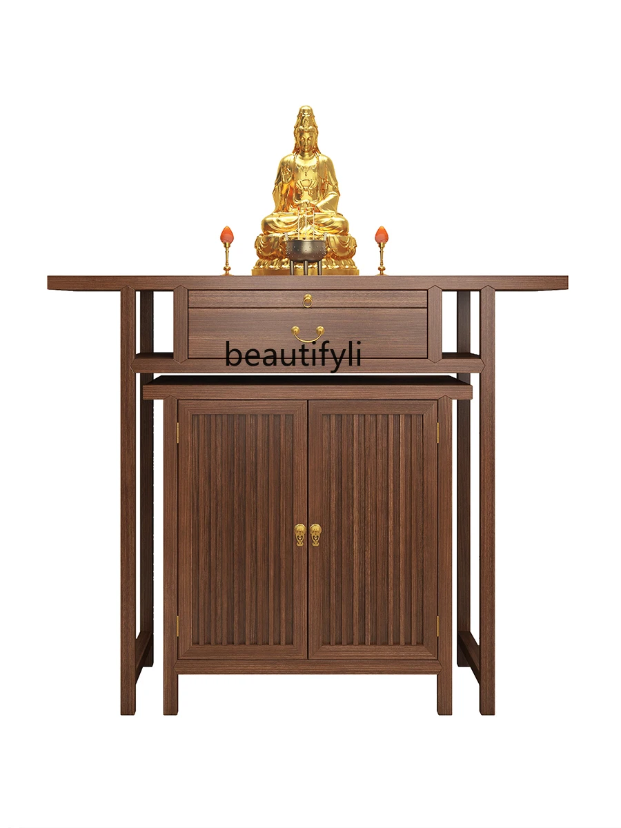 

Solid Wood Black Walnut Household Minimalist New Chinese Style Altar Altar Buddha Cabinet Buddha Shrine Cabinet Entrance