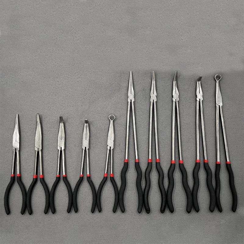 1Set 16inch Multi-purpose Long Nose Pliers Straight Needle Nose Pliers 25 / 45 Degree Curved Without Logo