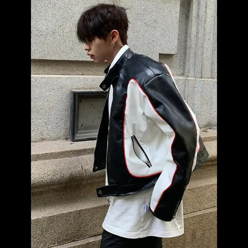 

ort Jaet из искусственной кожи, мужской весенне-осенний модный высококачественный мотоциклетный гоночный костюм Jaet с длинным воротником-стойкой