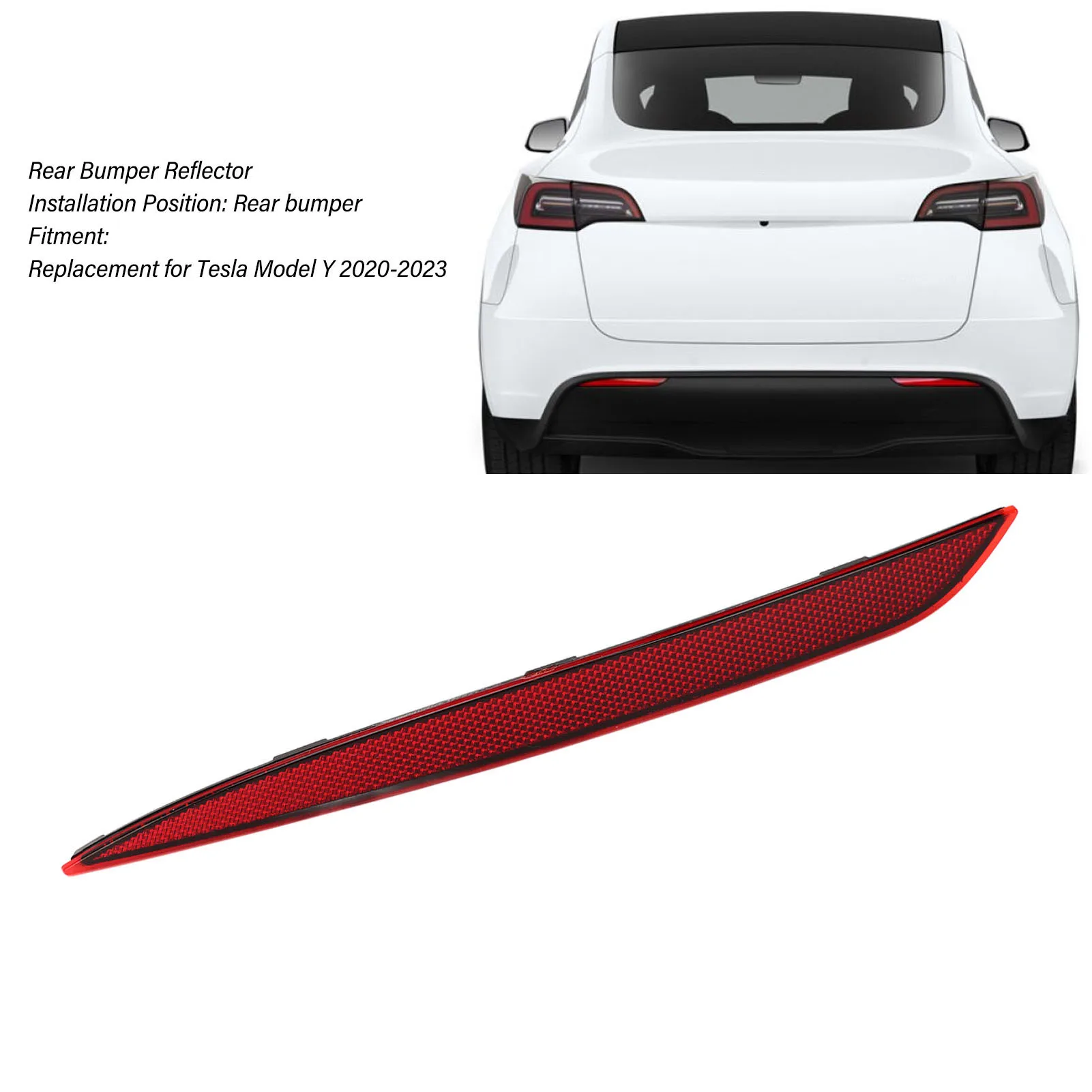 Rear Bumper Reflector Red Lens Car Tail Reflector Light Replacement for Tesla Model Y 2020 to 2023