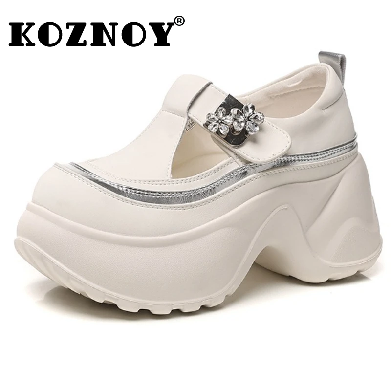 

Fujin 9cm PU Microfiber Leather Mary Jane Autumn Flats Pumps High Women Brand Round Toe Hook Platform Wedge Flats Shoes Spring