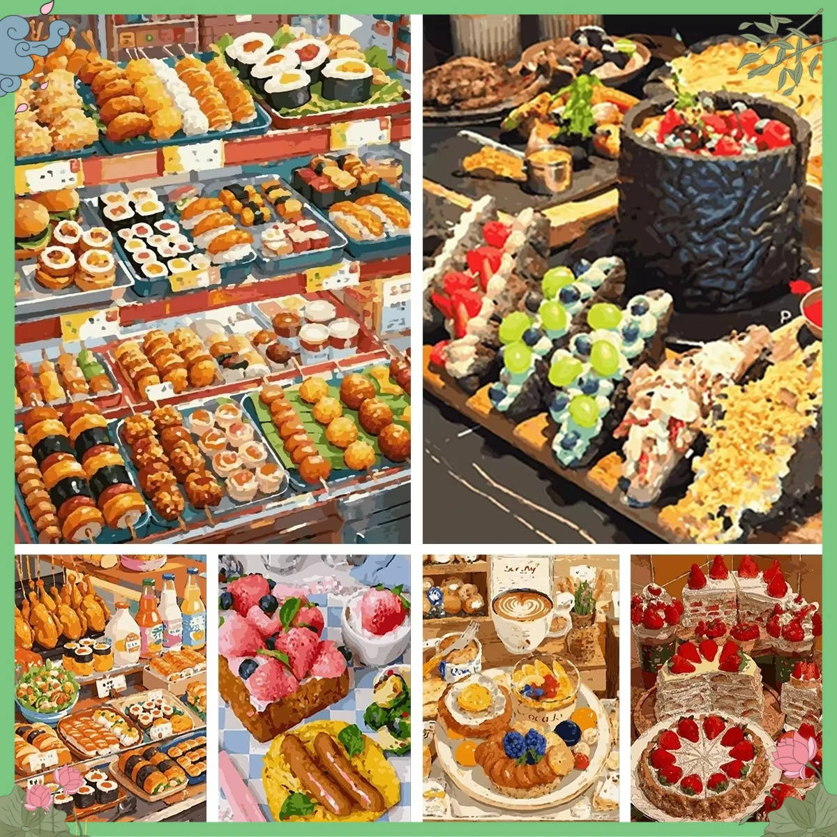 

Diamond Painting Delicious Japanese skewers desserts 5D Full Round/Square diamond Mosaic Art DIY Home Cafe Wall Decor Gifts