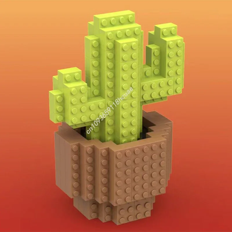 

Набор из 128 деталей MOC: Кактус в горшке, классический конструктор, рождественский подарок, развивающий воображение и творчество, семейное развлечение, DIY, вдохновляет на творчество