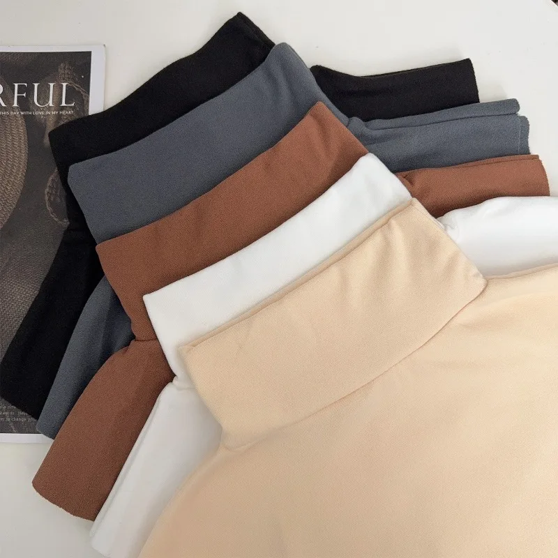 Kerah Beludru Pelindung Leher Hangat Musim Dingin Baru, Kerah Palsu Warna Solid untuk Wanita Pria, Penghangat Leher Elastis yang Dapat Dilepas