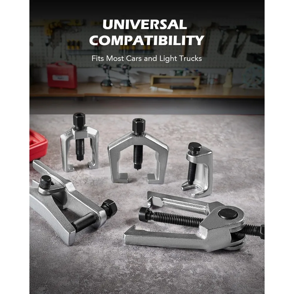 مجموعة أدوات إزالة وصلة كروية 5 في 1، مستخرج ذراع بيتمان، مجموعة خدمة نهاية قضيب التعادل، نظام إزالة الفاصل لجبهة السيارات