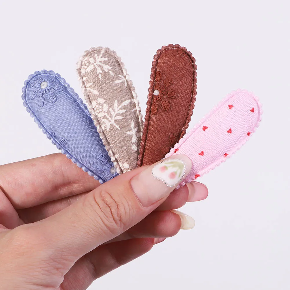 6Pcs/Set Print Hair Clips Sweet Embroidered for Kids Waterdrop Shape Hairpins BB Clips Barrettes Headwear Girls Hair Accessories