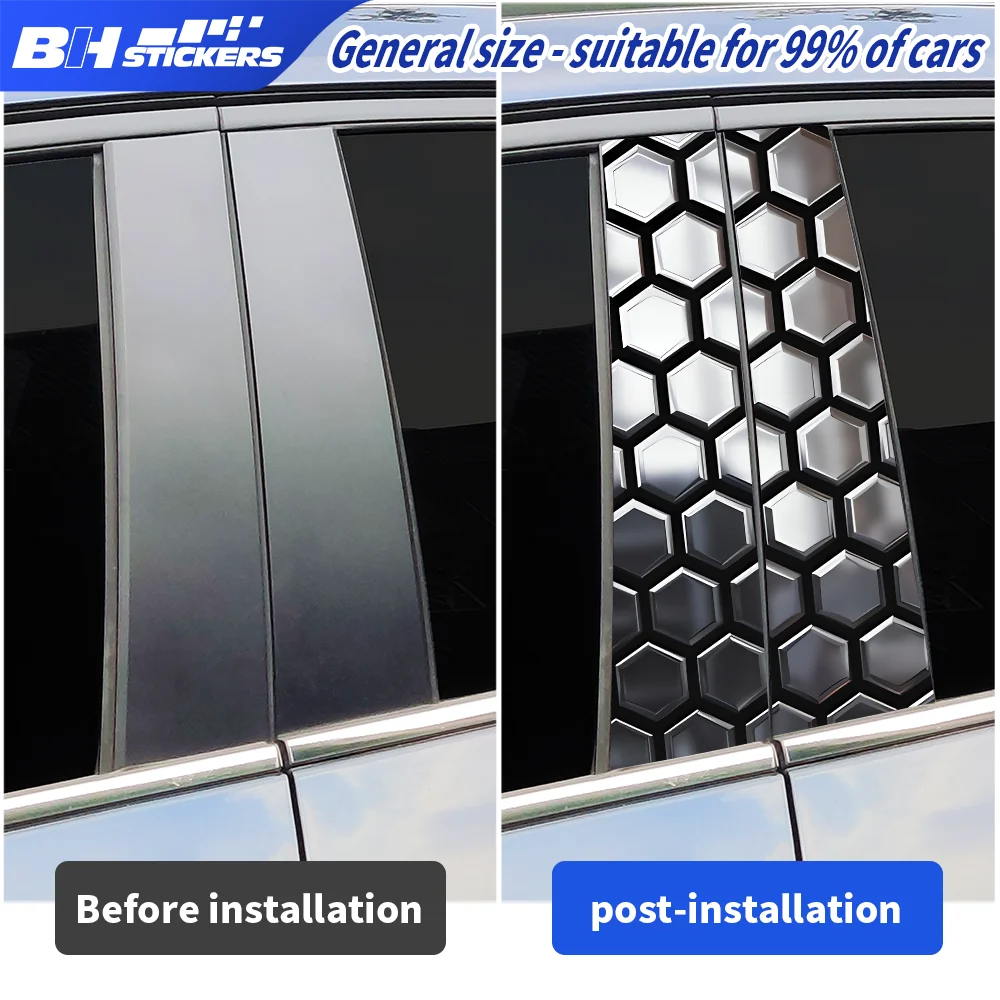 

Waterproof Car Door Pillar Sticker Honeycomb Graphic Vinyl Decal Anti-Scratch Protection Film B Column Cover Auto Decoration