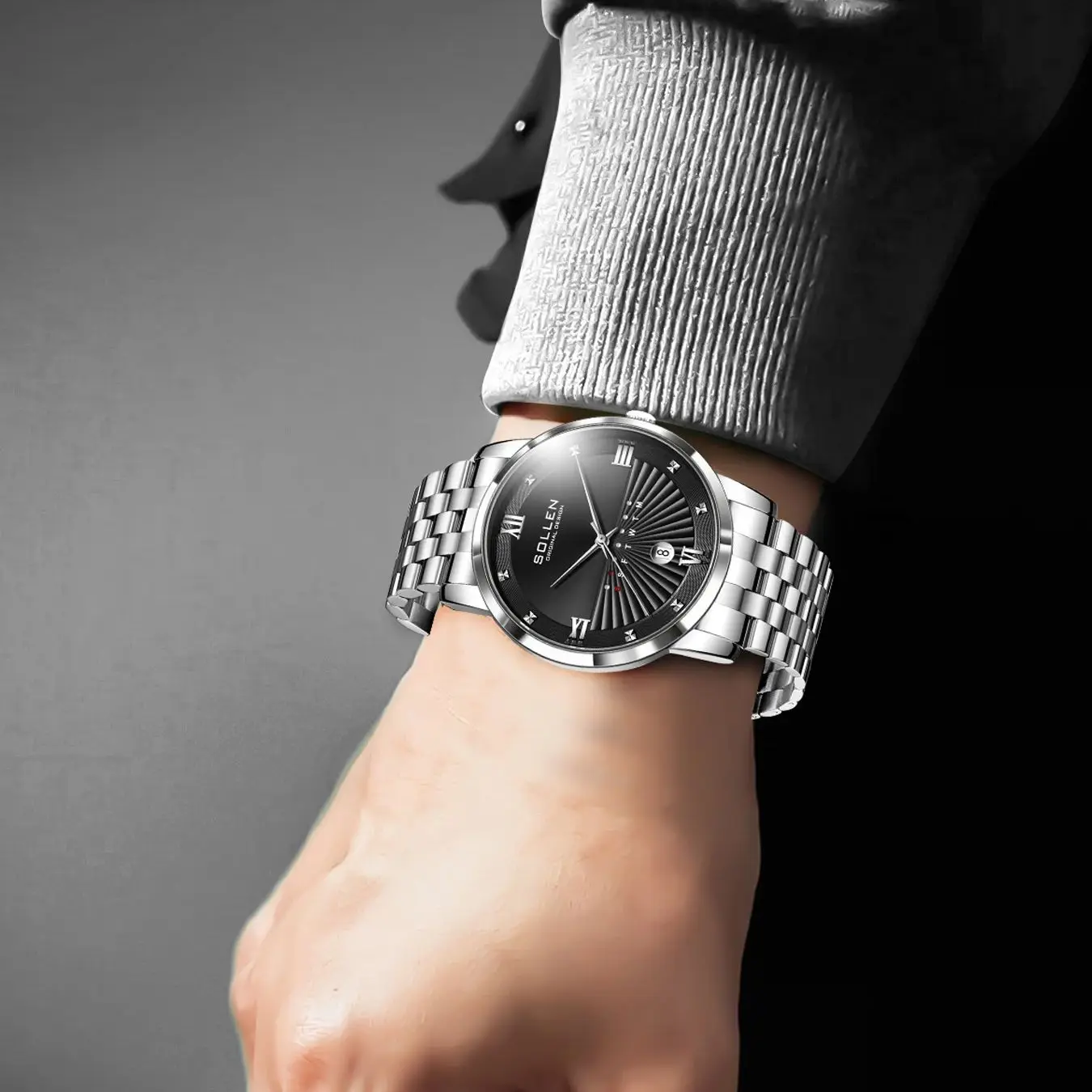 SOLLEN new men's quartz watch waterproof night light watch fashionable business men's watch