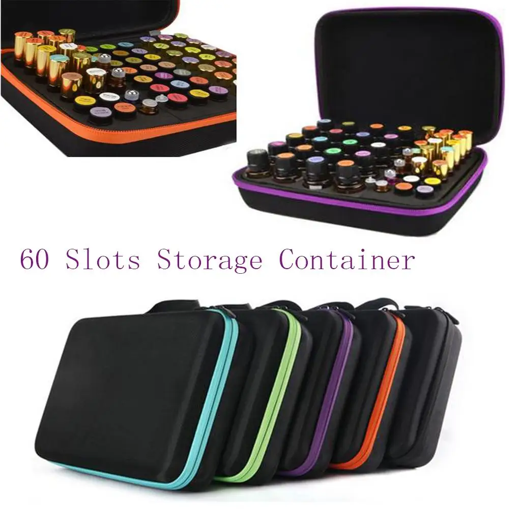 60pcs Bottles Storage Essential Oil Carrying Case Perfumes Travel Makeup Bag With Soft Stretchy Sponge Interior