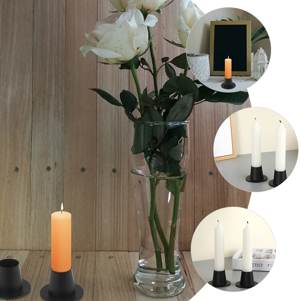 

4pcs Metal Pillar Holder Vintage Style Heat Resistant Decorative Stand For Home Wedding Party Household Holder