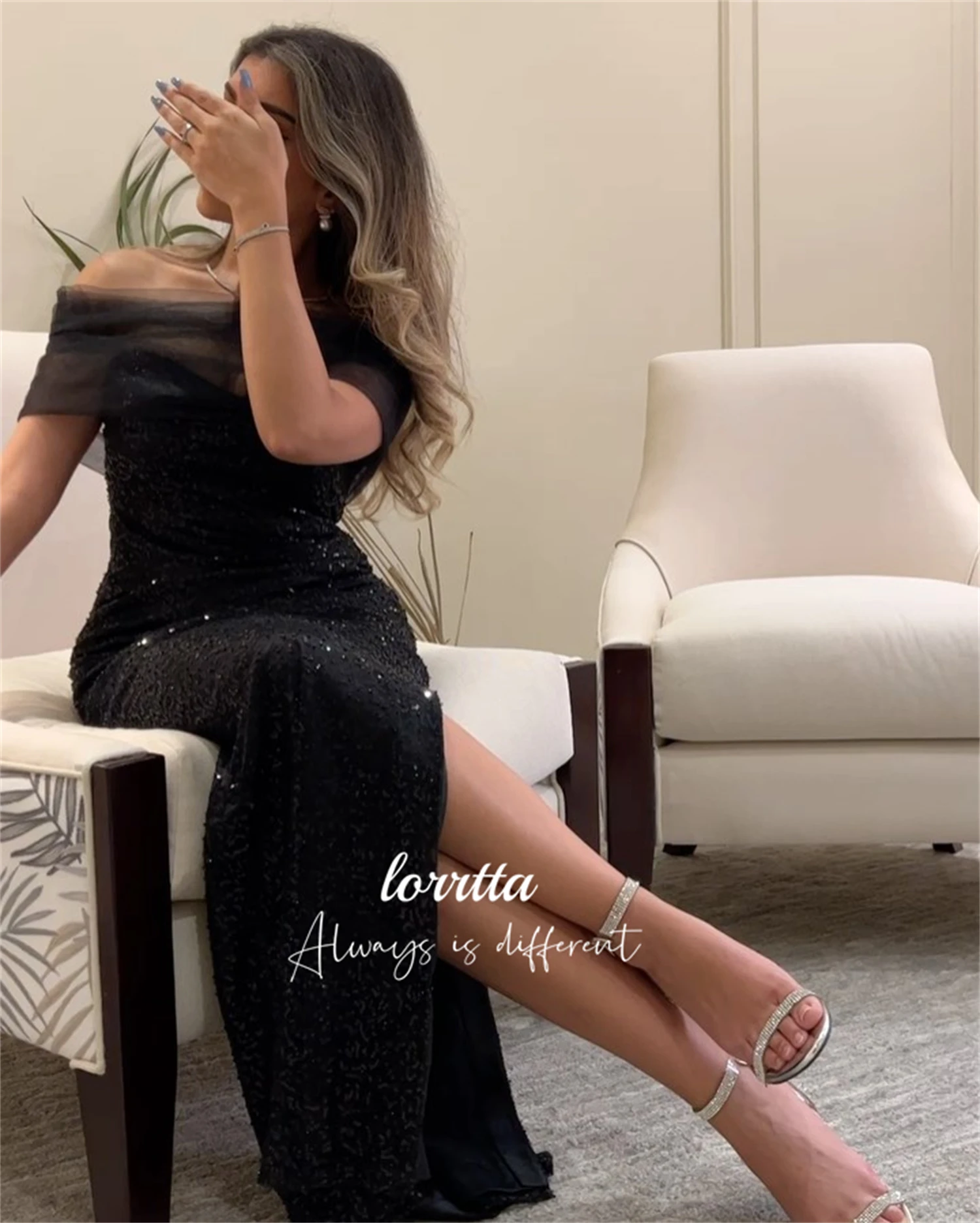 Lorrtta Shiny Fabric Party Dress Wedding Fishtail Cut Evening Midi Dresses for Special Occasions Ball Gowns Gala Prom Customized