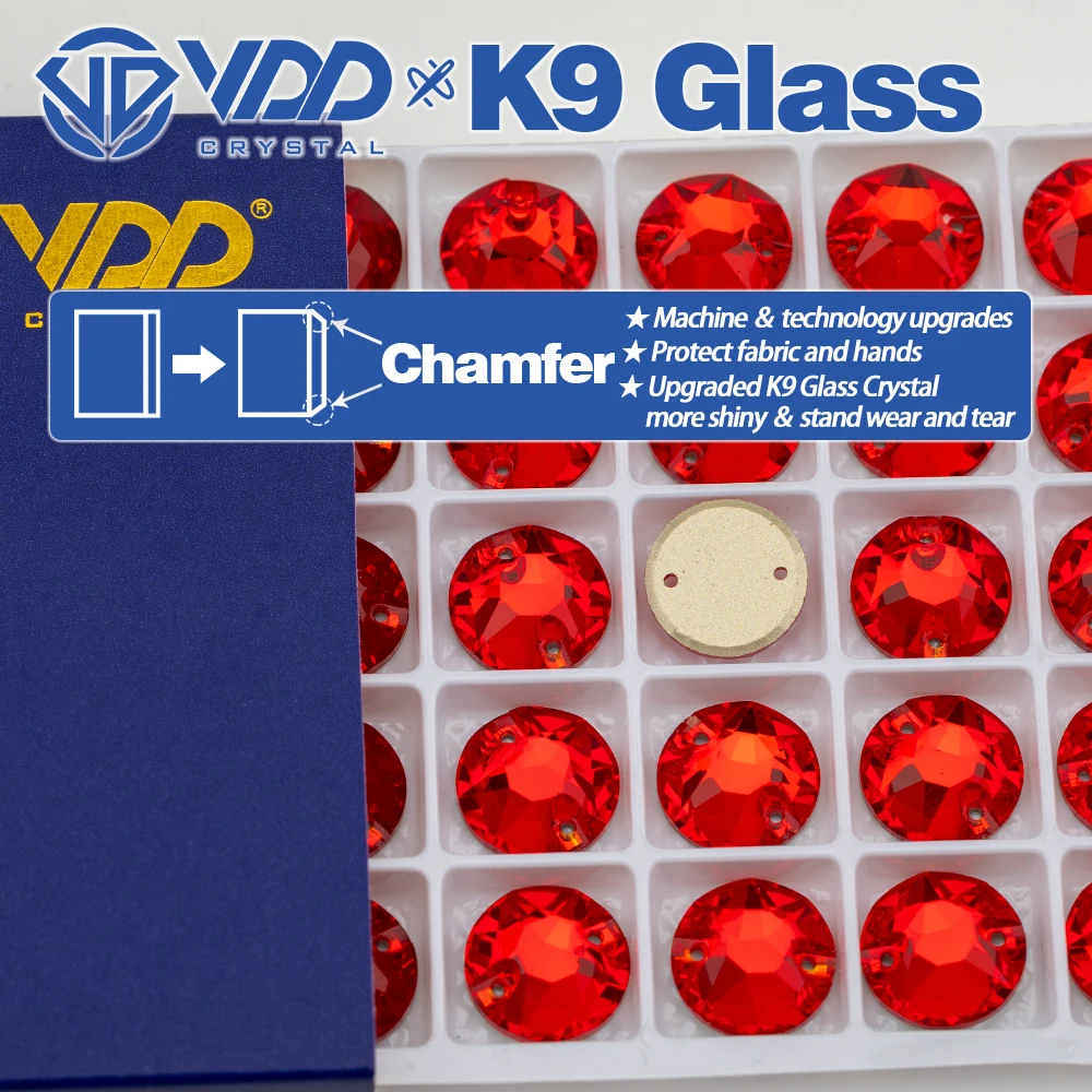 VDD S109 Siam 8 Große 8 Kleine Hochwertige K9 Glas-Aufnäher-Strasssteine, Kristall-Flachsteine zum Aufnähen für Kleidungsdekorationen – Detail 2