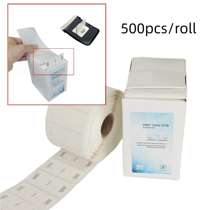 500 Tabs/Roll Dental Disposable Bite Wing Tab Self Adhesive For Dental Digital X-ray Film Phosphor Plates PSP Scanner Plate