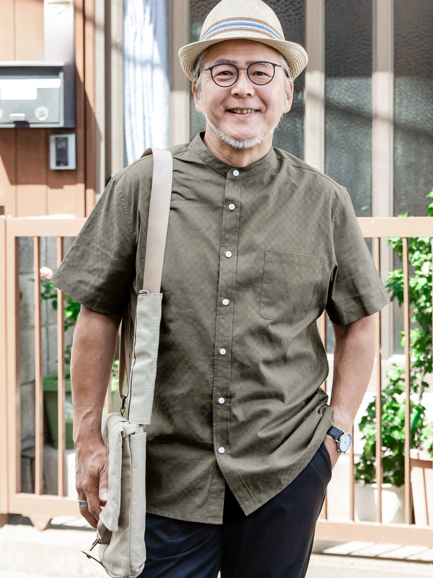 

Summer ort Sve irt for Dad Middle-Aged Men's Loose Fit Cotton Linen Blend Casual Sle Faionable Urban Scene