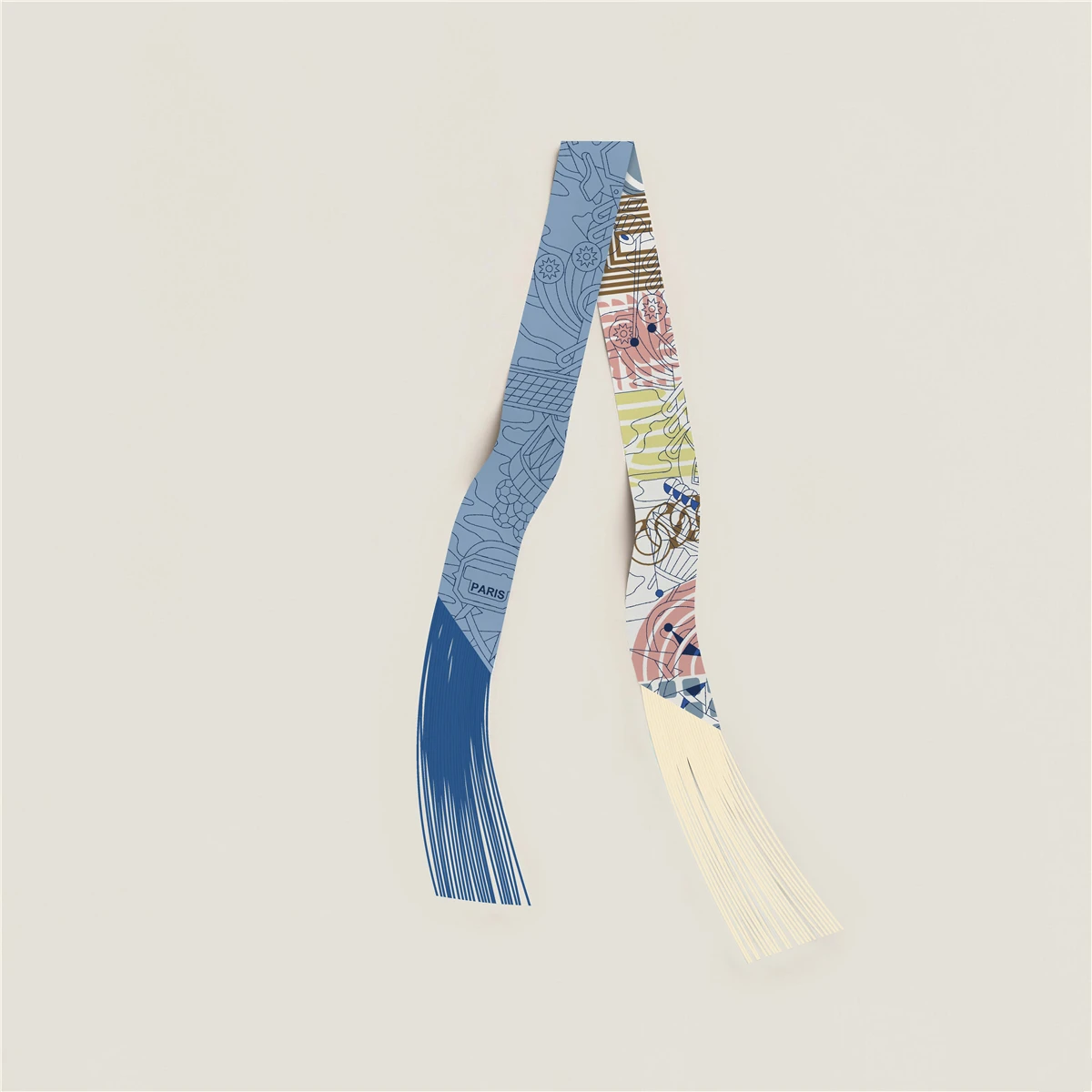Quastenschal im Modedesign, Marken-Seidenschal für Damen, Haarband, Foulard, Schmaler Taschenschal, Halstuch, Handtaschen-Dekoration