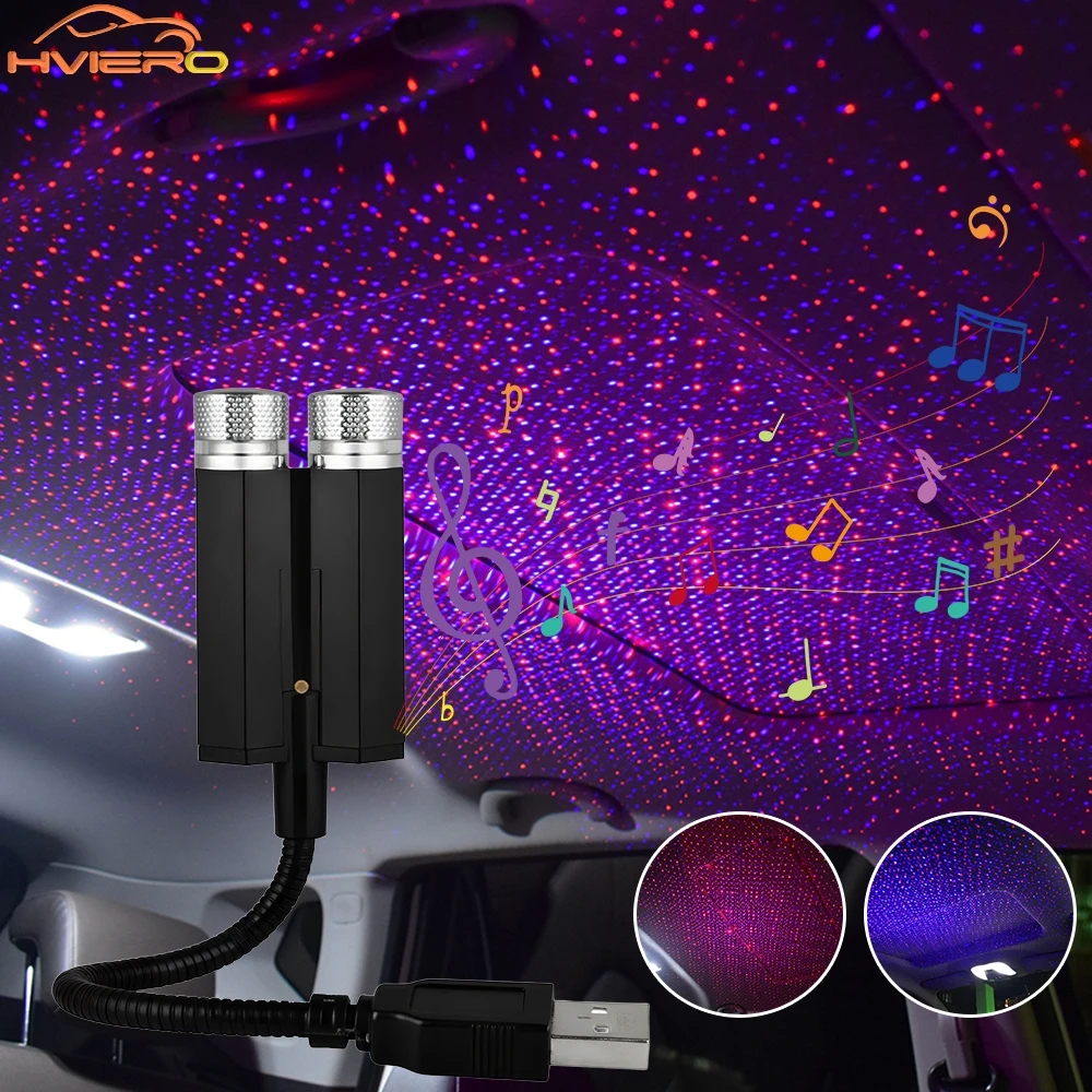 Dach samochodu gwiazda niebo światło wnętrze Mini LED 5V gwiaździsta atmosfera projektor dekoracja USB latarka nocna Home Decor Galaxy lampa