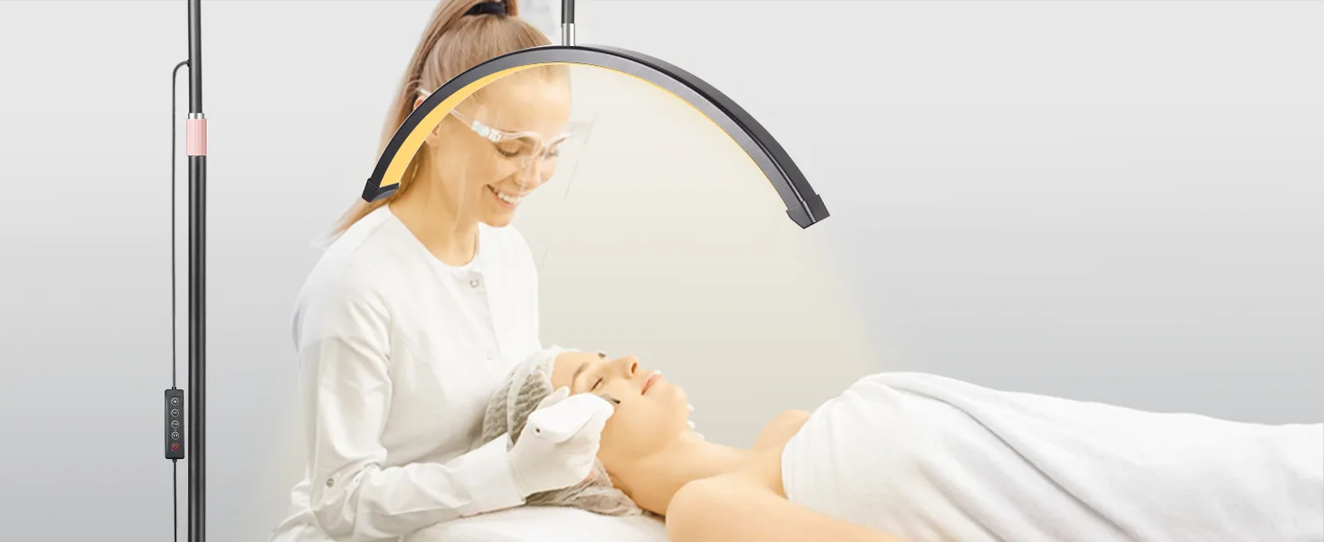 24-Zoll-Halbmond-LED-Augenschutz-U-förmiges Bodenfülllicht mit stufenloser Dimmung und Fernbedienung für Schönheitssalons und Nagelstudios – Detail 9