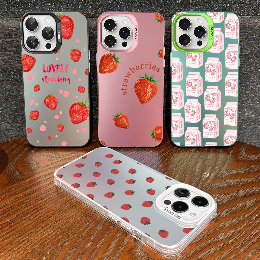 

Peach Strawberry Phone Case For IPhone 16 15 14 13 12 11 Pro Max X XR XSMAX 8 7 Plus Matte Shockproof Back Cover