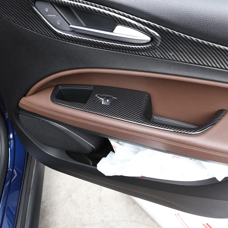ABS Carbon Fiber For Alfa Romeo Stelvio 2017-2020 Window Lift Button Frame Cover sticker Car Accessories For Left hand drive