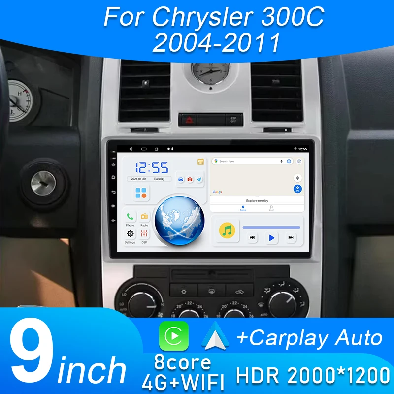 

Android 15 для Chrysler 300C 2004-2011 авто Carplay автомобильный радиоприемник навигация GPS видео мультимедийный плеер 360 камера 4G WIFI DSP DVD