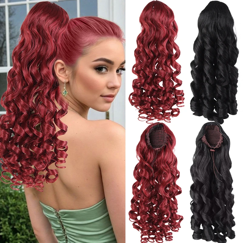 

Синтетические волнистые волосы, хвостик, парик, наращивание волос, римские вьющиеся волосы, хвост с шнурком, шиньон для женщин, повседневная одежда