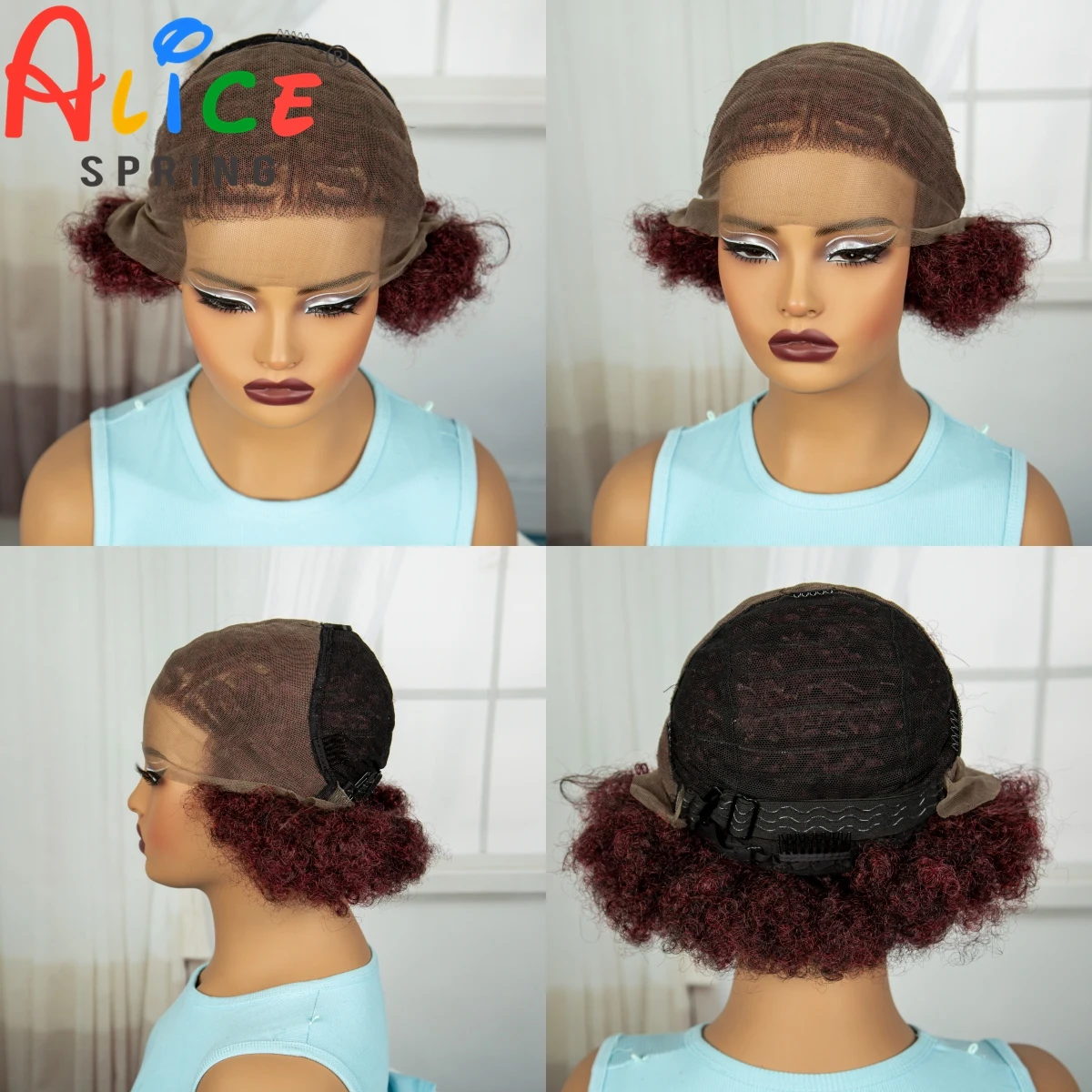 8 Zoll Afro lockige synthetische Spitze vorne geflochtene Perücke 13x6 transparente kurze lockige geflochtene Spitze Perücke mit Babyhaar für schwarze Frauen