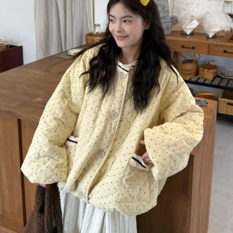 Sweet Lovely Girl's Cotton Jacket Korean Version Winter New Item Loose Casual Tops for Teenagers Thick Warm Jacket for Students
