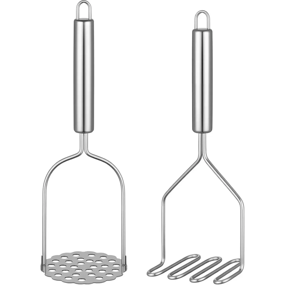 PROFESSIONAL USE 2PCS Mashed Potato Masher - Stainless Steel Potato Smasher, Masher Kitchen Tools & Utensils for Avocado, Bean,