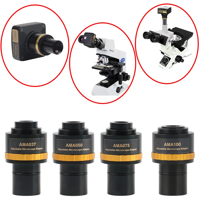0.37X 0.5X 0.75X 1.0X Adjustable Focus 23.2mm C Mount Adapter Lens Eyepiece Relay Lens Video Electronic Camera Adapter Connector