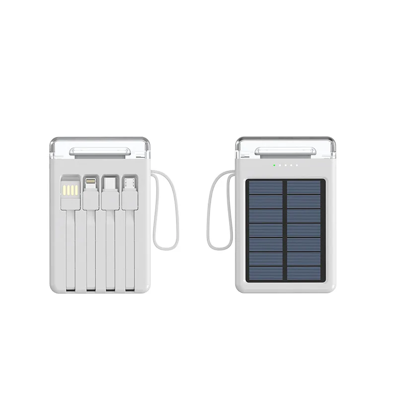 20000mAh /10000mAh Outdoor Solar Power Bank Compact and Portable with Built-in Cable LED Camping Light Mobile Power
