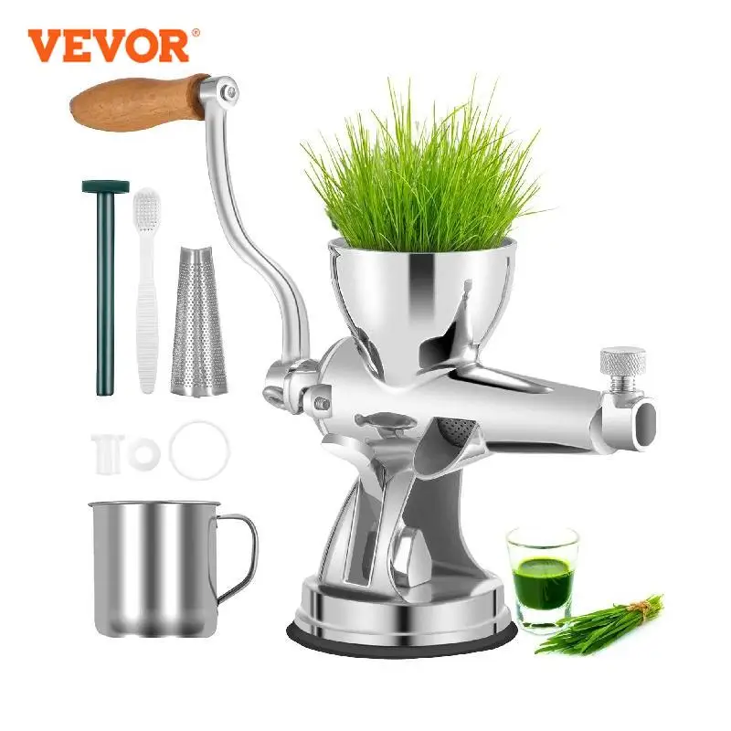 

VEVOR Manual Wheatgrass Juicer Stainless Steel W/ Suction Cup Base Table-Top Clamp Extractor for Ginger Celery Home Kitchen Use