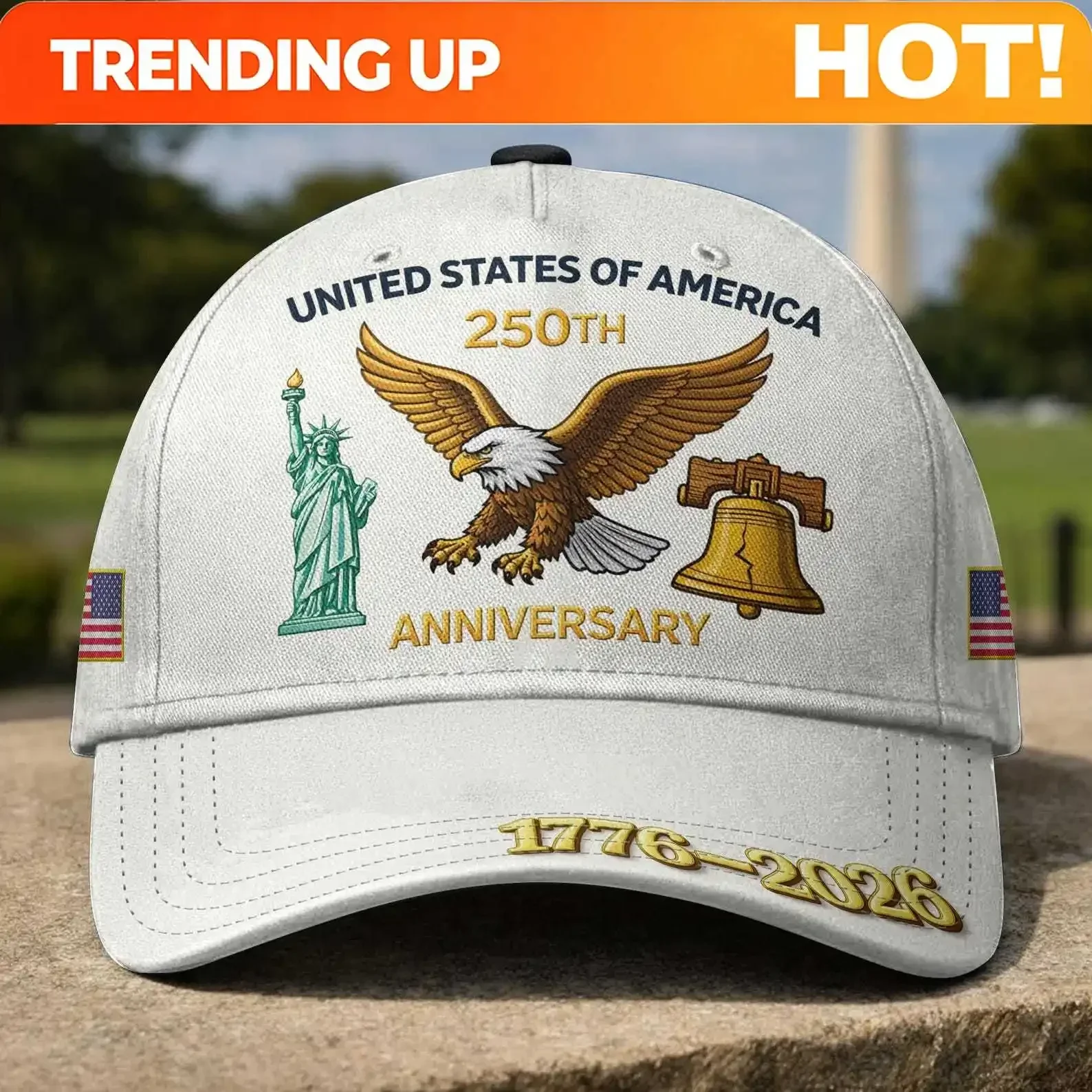 Customization United States Of America 250th Anniversary 1776–2026 Patriotic Baseball Cap, Eagle Statue Of Liberty Bell Adjustab