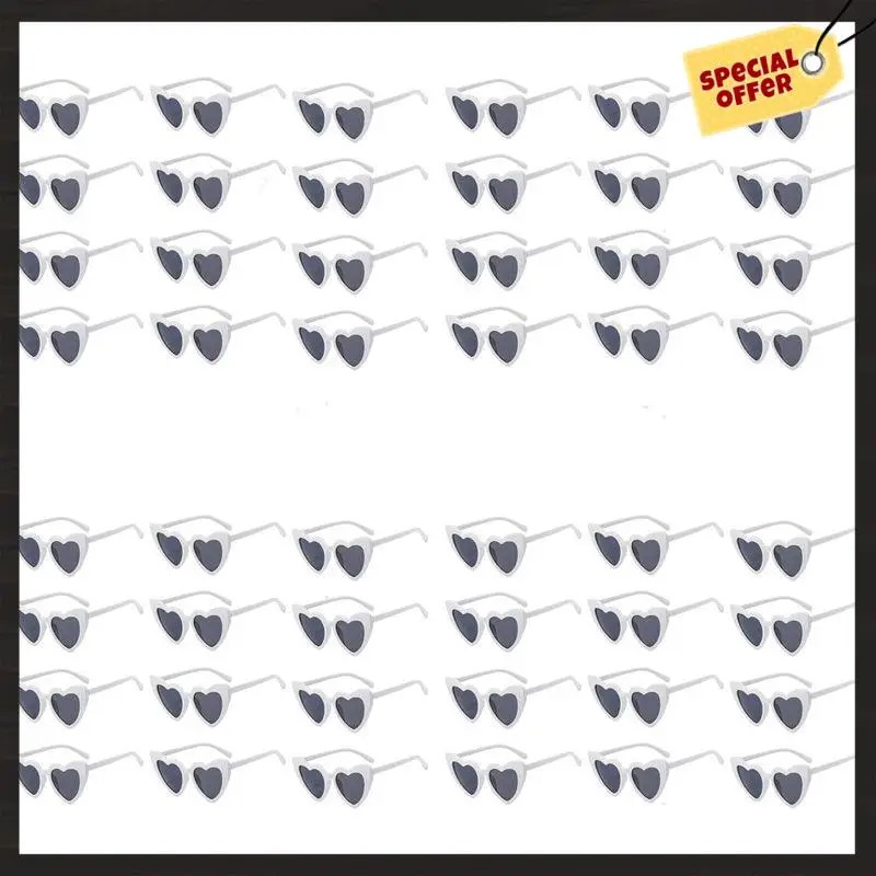 Entrega en 24 horas 48X Gafas de sol en forma de corazón para boda Gafas para despedida de soltera Regalos para padrinos de honor Blanco
