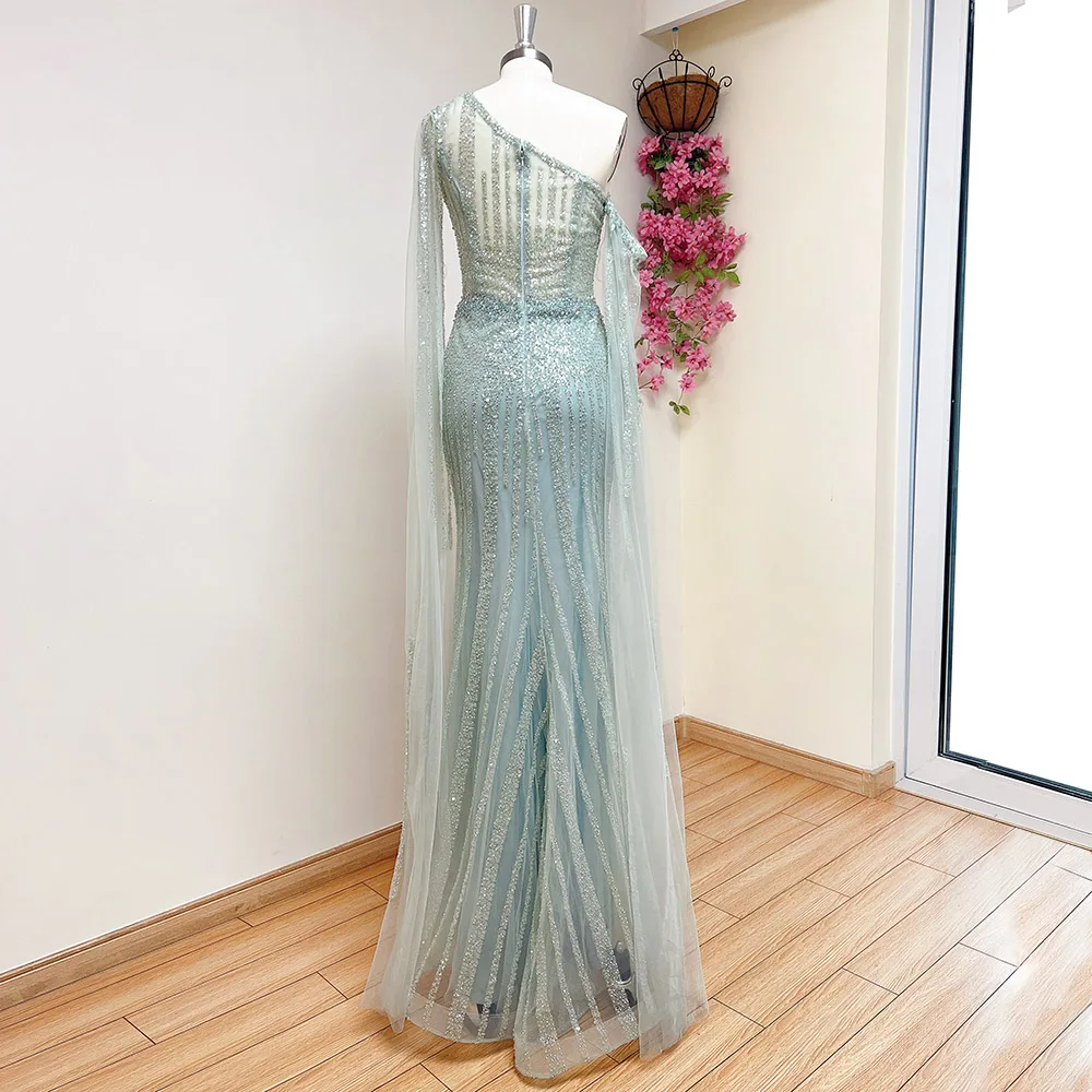 Alinovia-vestido de noche de sirena árabe para mujer, traje de lujo de un hombro con cuentas de cristal, largo, Formal, para fiesta de graduación y boda, 2023